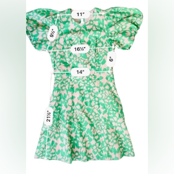 NWT Banjanan Gracia 100% Linen Dress In Calcite Green and Tan Ikat Size Small - Picture 8 of 9